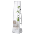Swivel Mirror Jewelry Cabinet with LED and Storage