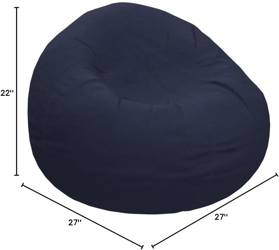 Large Comfy Bean Bag Chair 27" Solid Navy Blue