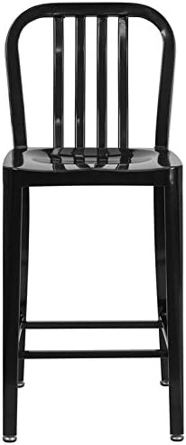 Set of 2 Black Metal Counter Height Stools 24"