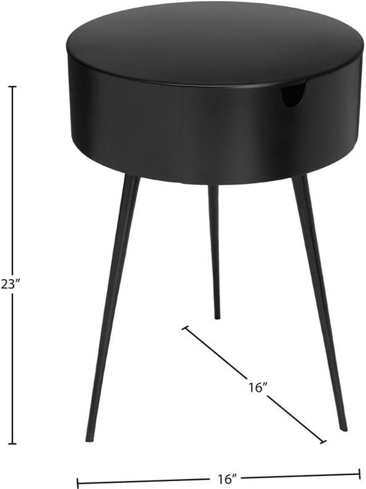 Black Metal Side Table Nightstand 16"x16"x23"