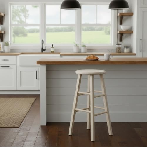 Solid Wood Round Top Stool 29" Height