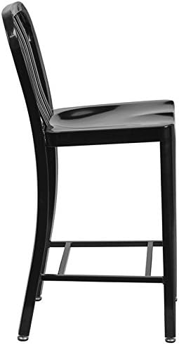 Set of 2 Black Metal Counter Height Stools 24"