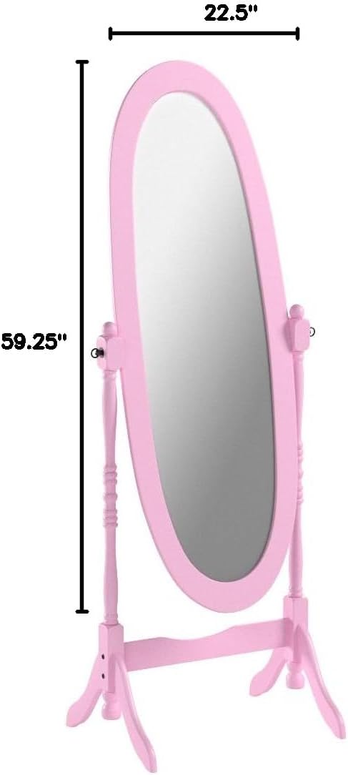 Queen Anna Style Floor Cheval Mirror, Pink