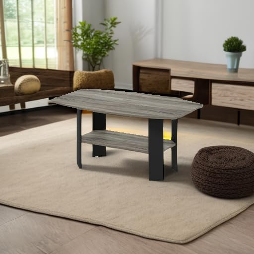 Simple Design Coffee Table - French Oak Grey/Black