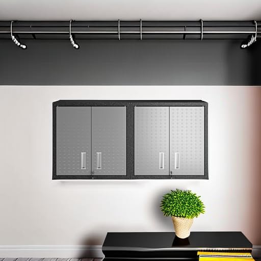 Black/Grey Floating Garage Storage Cabinet