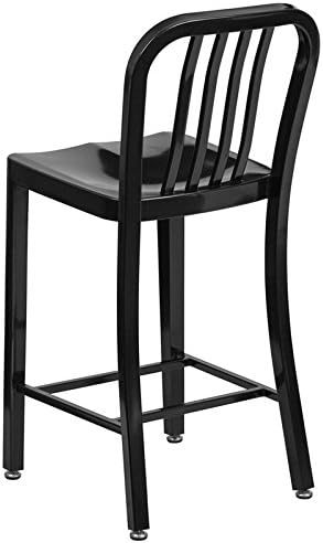 Set of 2 Black Metal Counter Height Stools 24"