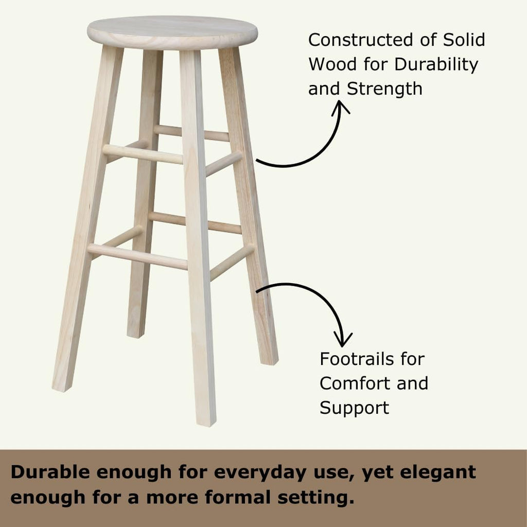 Solid Wood Round Top Stool 29" Height