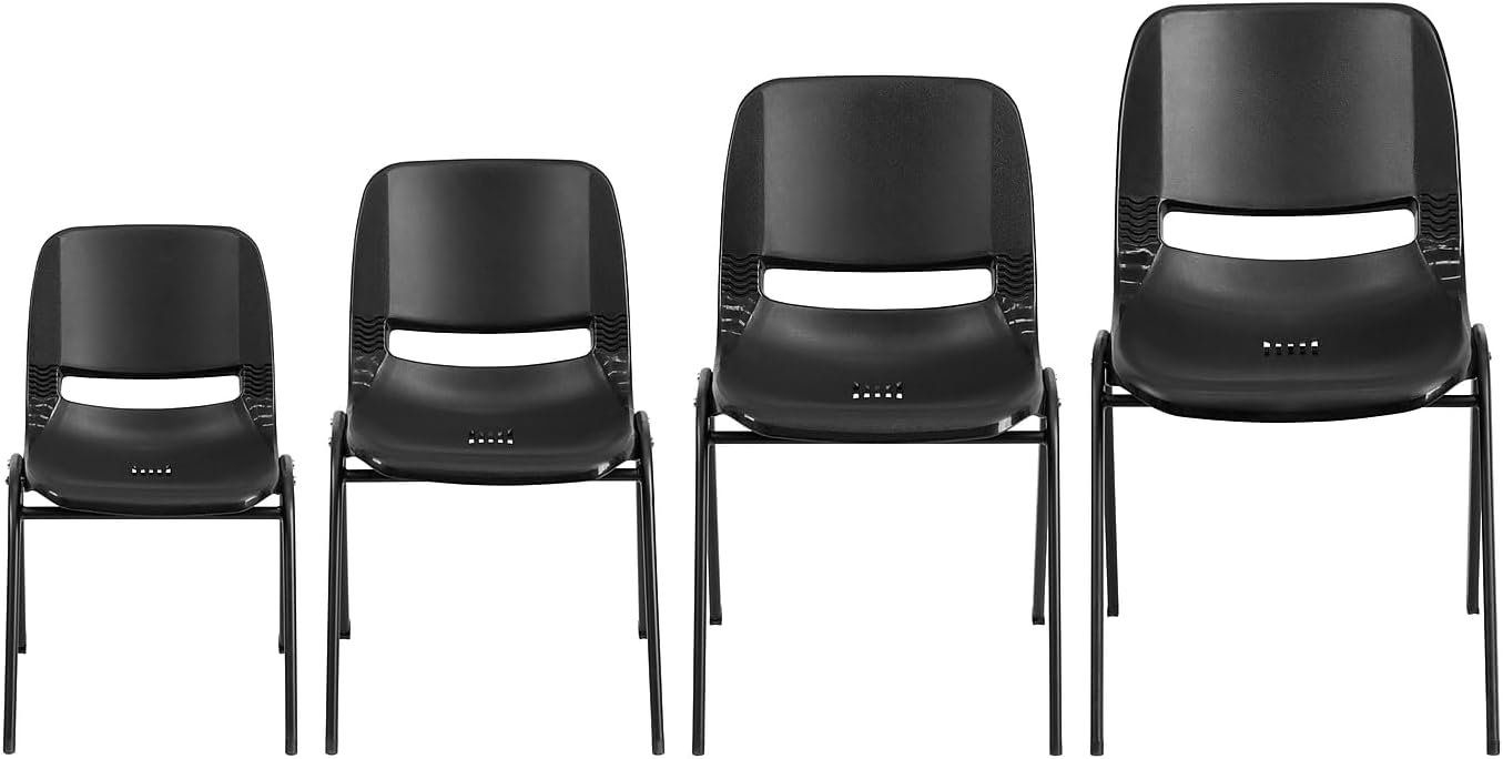 Kid's Ergonomic Stack Chair Black 17"D x 13.88"W x 22"H