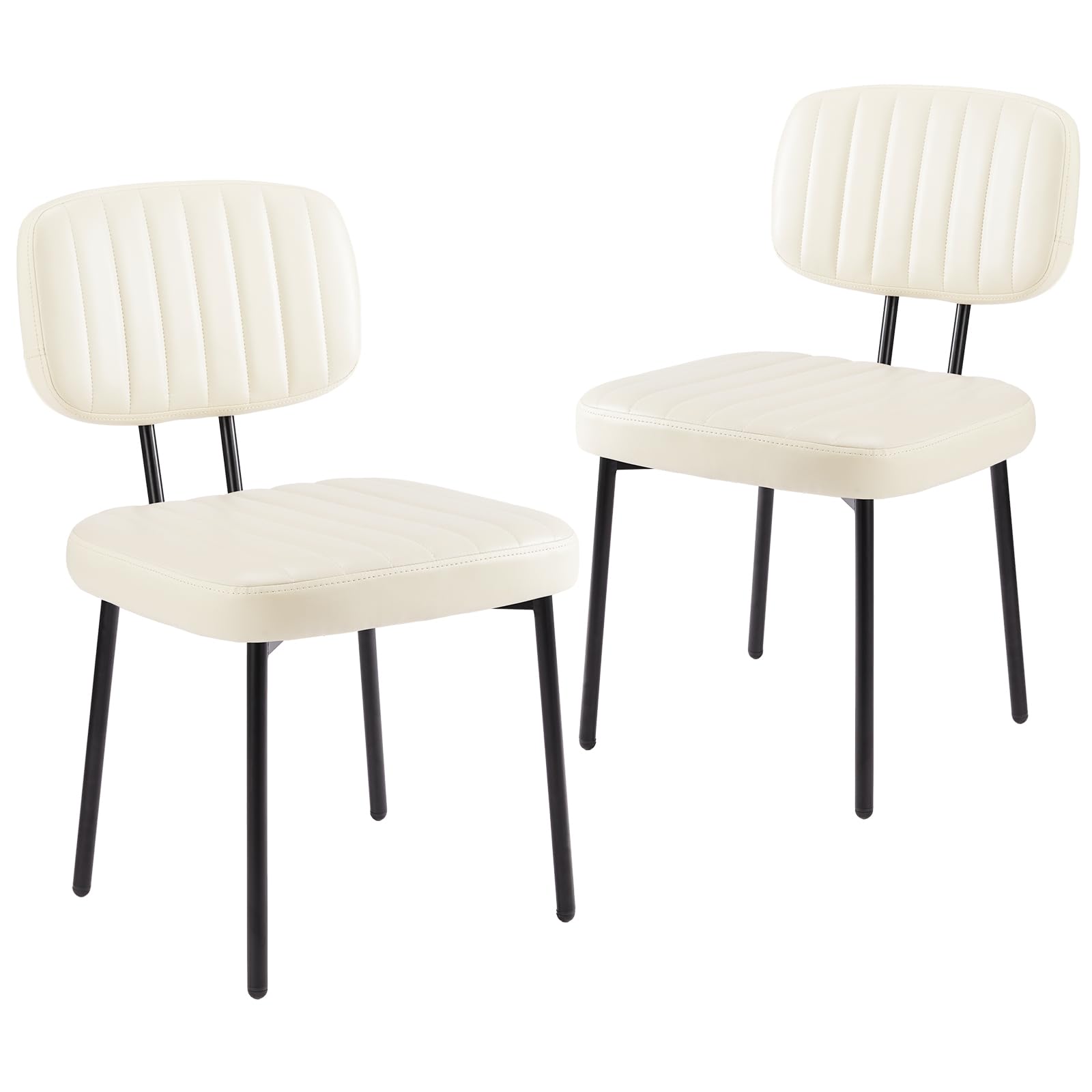 Set of 2 Cream White Dining Chairs