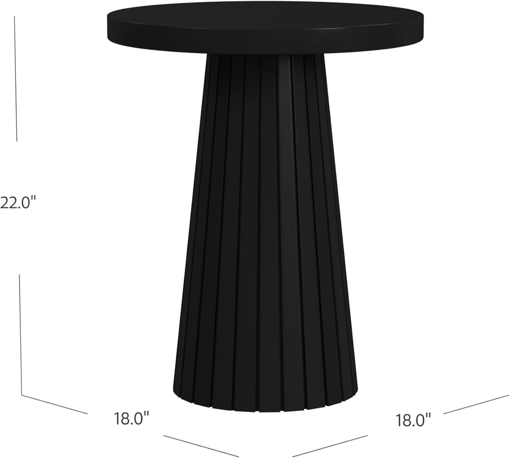 Black Mango Wood Round End Table