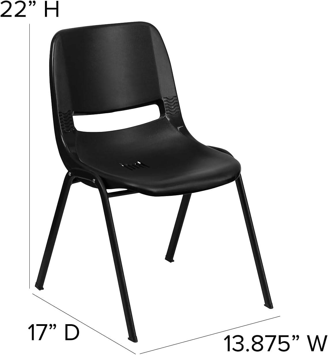 Kid's Ergonomic Stack Chair Black 17"D x 13.88"W x 22"H