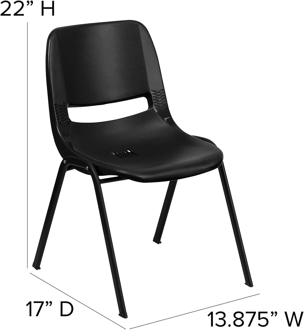 Kid's Black Ergonomic Shell Chair 17"D x 13.88"W x 22"H