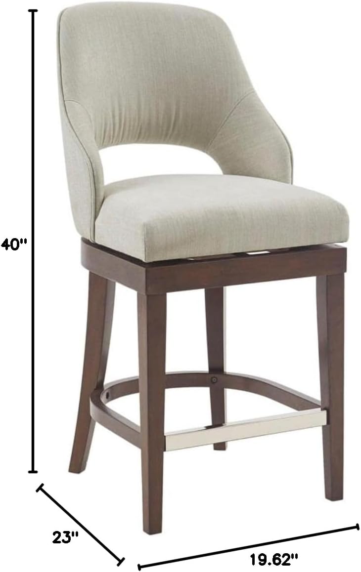 Madison Park Cream Counter Stool with Swivel Seat