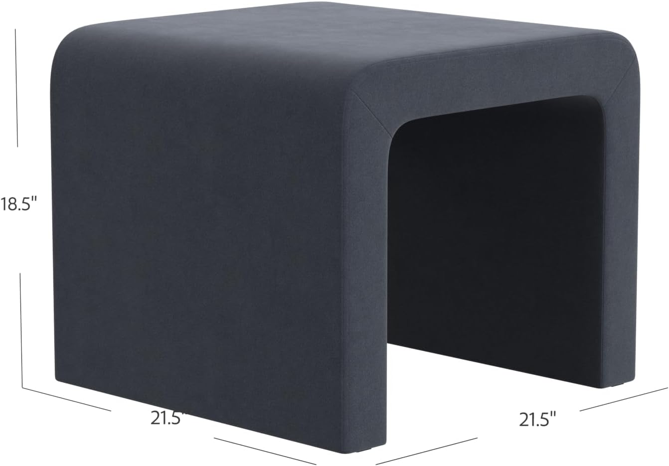 Steel Blue Velvet Ottoman