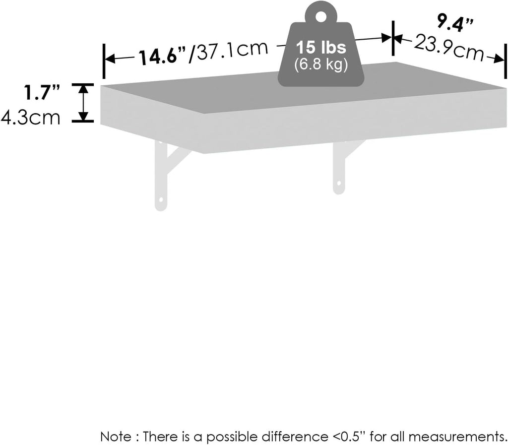 15-Inch Floating Wall Shelves Set of 2