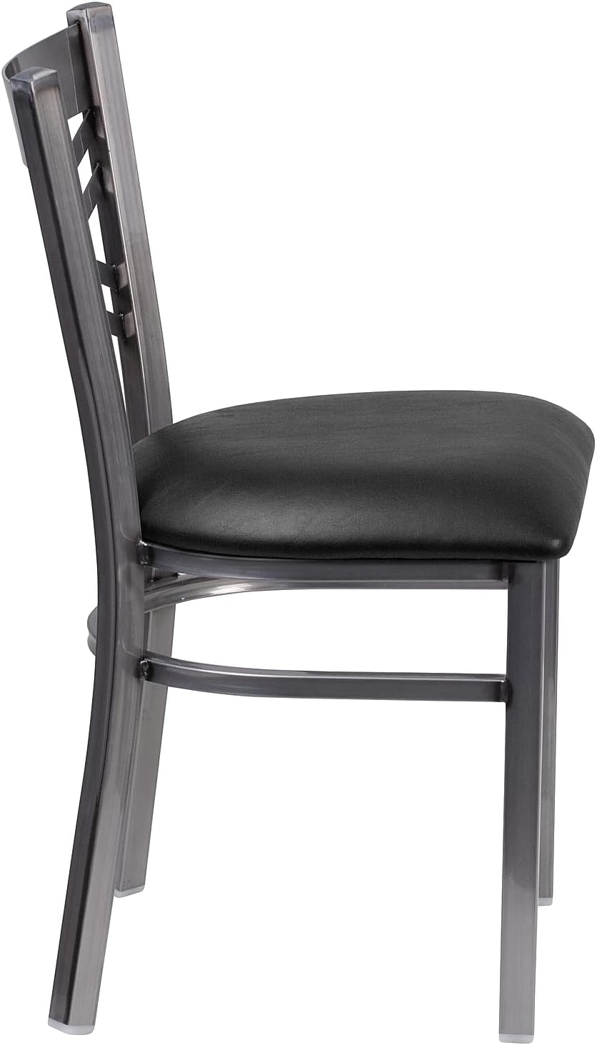 2-Pack Metal Restaurant Chairs with Black Vinyl Seat