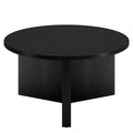 Henn&Hart 32" Round Wood Pedestal Coffee Table for Living Room, Family Room, Office, or Apartment, Black Grain Black Grain 32'' Round Coffee Table