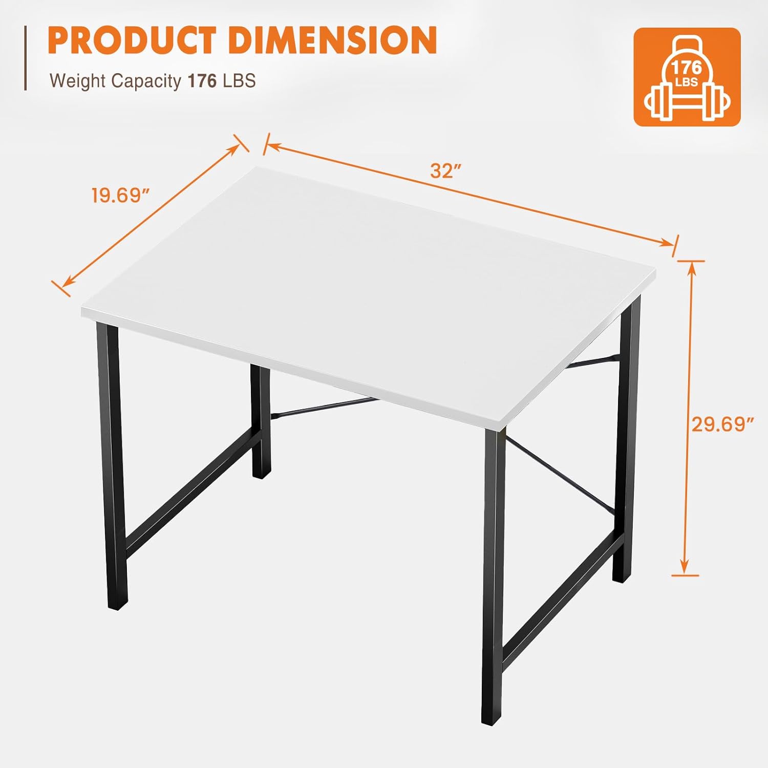 32" Small Desk with Metal Frame