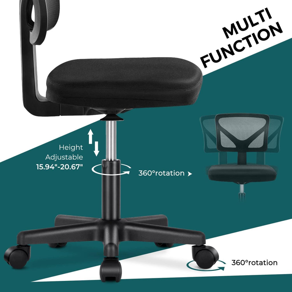 Small Armless Office Chair with Wheels