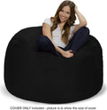 4-Foot Black Microsuede Bean Bag Chair Cover