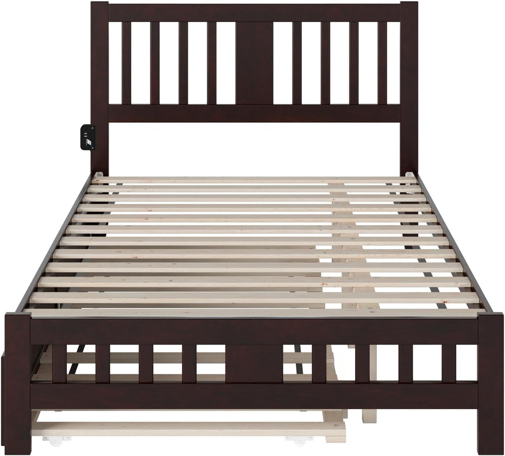 Twin XL Platform Bed with Trundle, Espresso