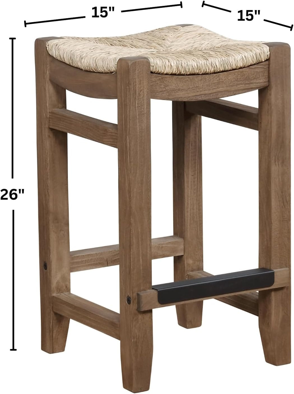 26-Inch Counter Height Stool with Seagrass Seat