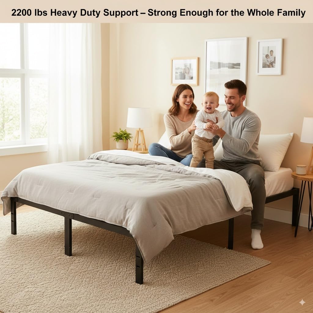 Queen Metal Platform Bed Frame with Storage