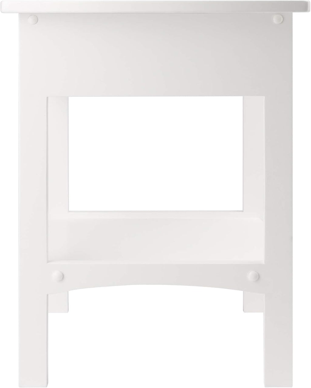 White Accent Table with Drawer and Shelf