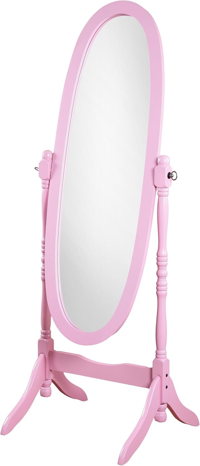 Queen Anna Style Floor Cheval Mirror, Pink