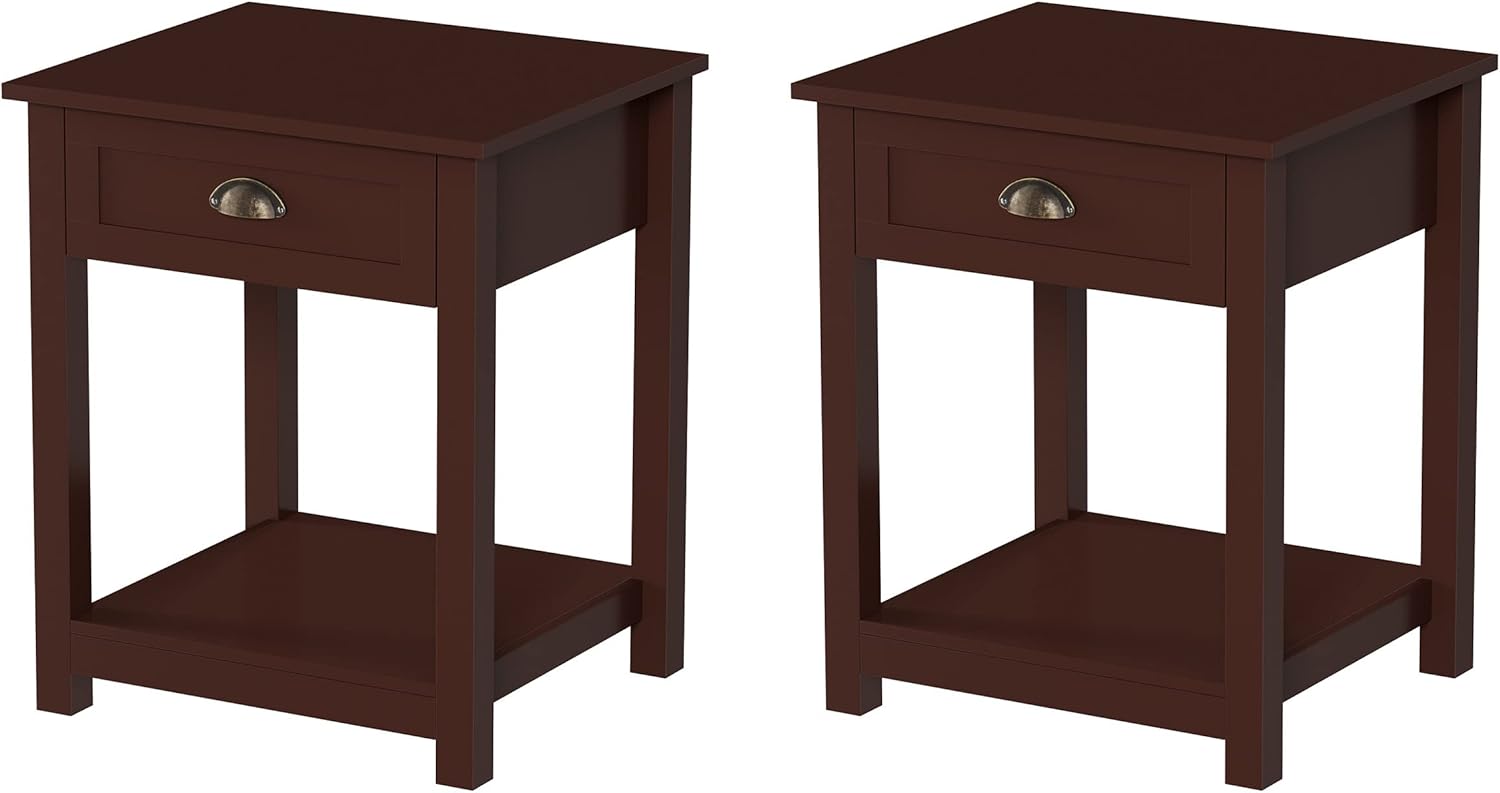 Set of 2 Shaker Style End Tables with Drawer