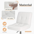 Set of 2 White Adjustable Swivel Bar Stools
