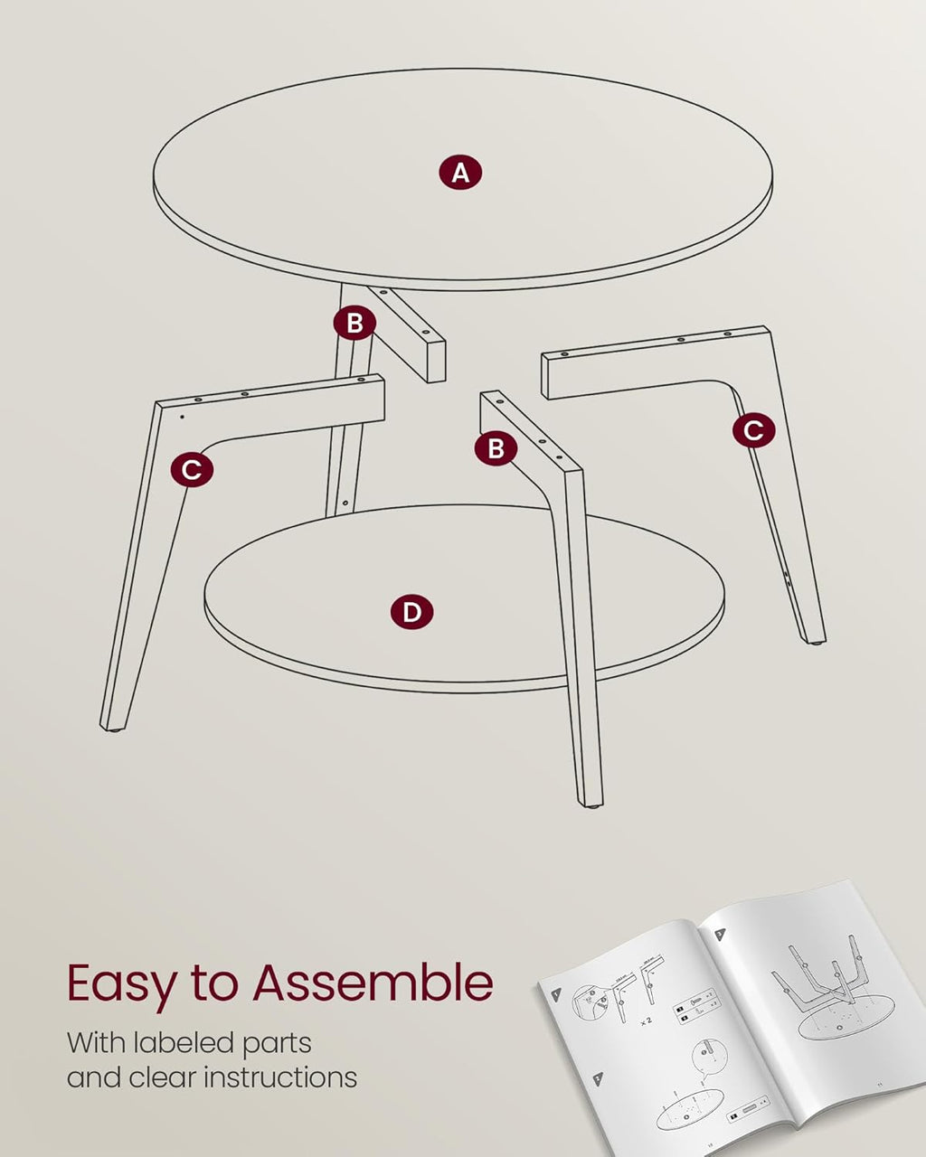 Round Coffee Table 31.5" Dia x 17.7" H