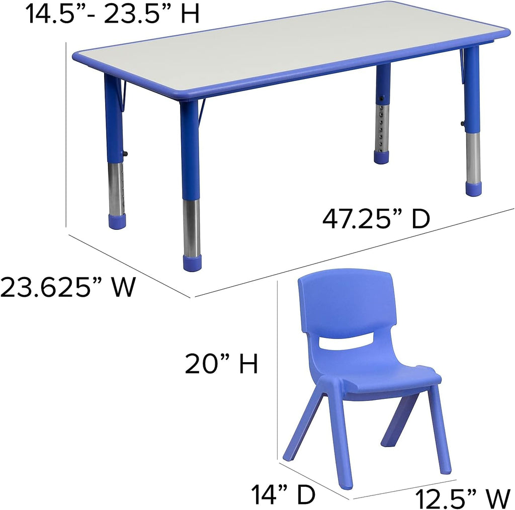 Adjustable Kids Activity Table with 6 Chairs