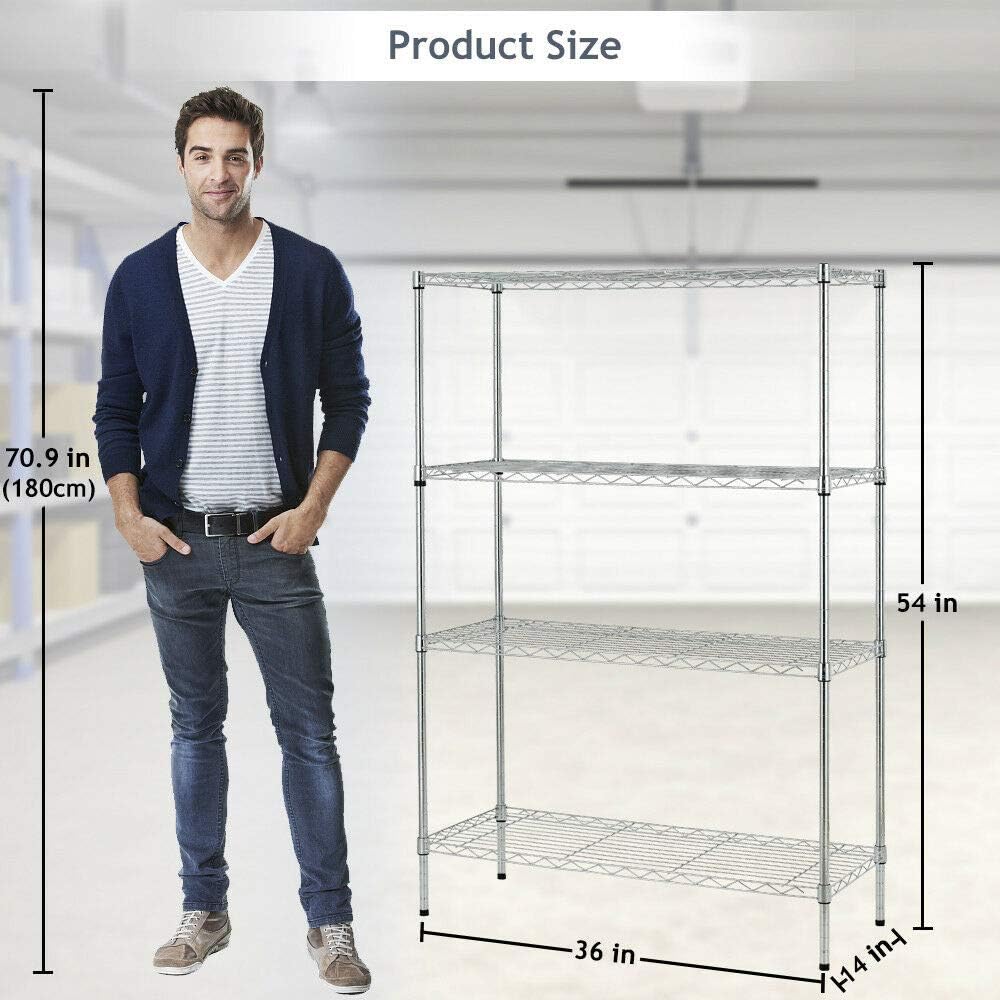 4-Tier Wire Storage Shelving 36"x14"x54"
