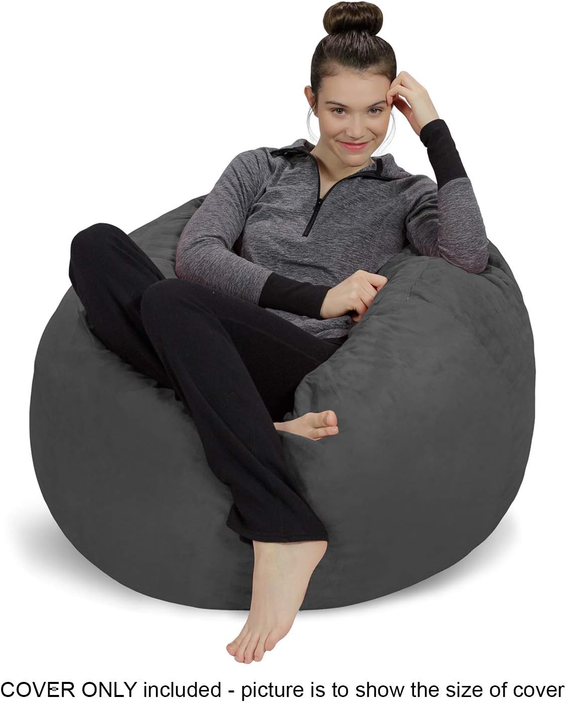 3 Ft Charcoal Bean Bag Chair Cover