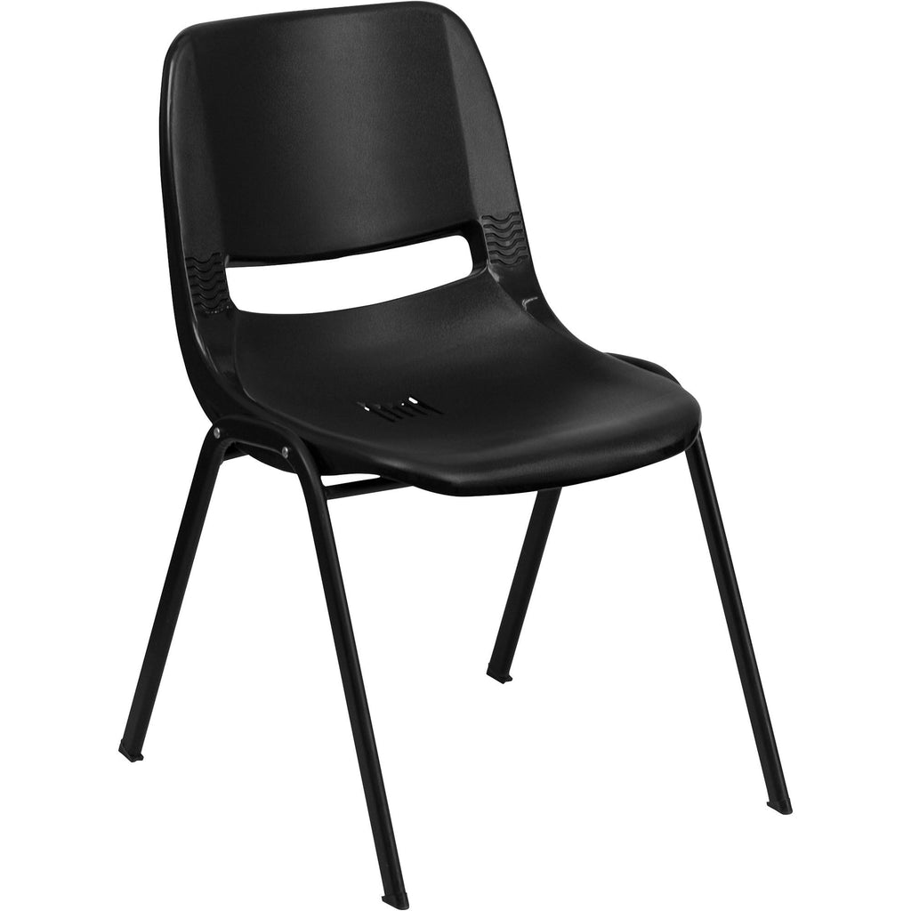 Kid's Black Ergonomic Stack Chair 14" Seat Height