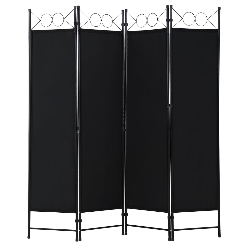 Coal Black 4 Panel Room Divider 6FT