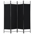 Coal Black 4 Panel Room Divider 6FT