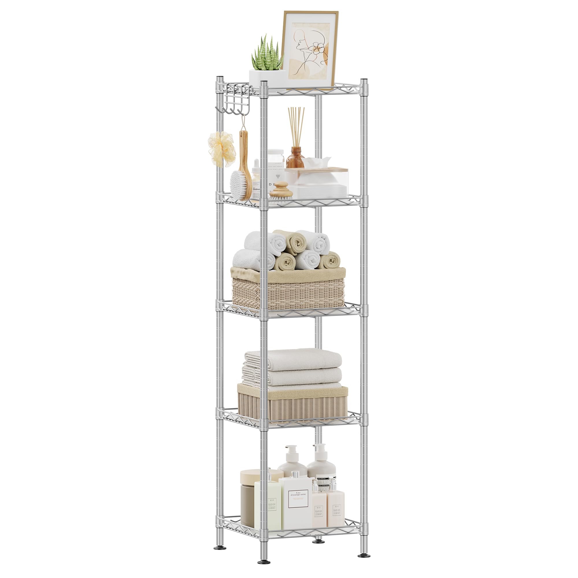 5-Tier Bathroom Shelf Storage Rack