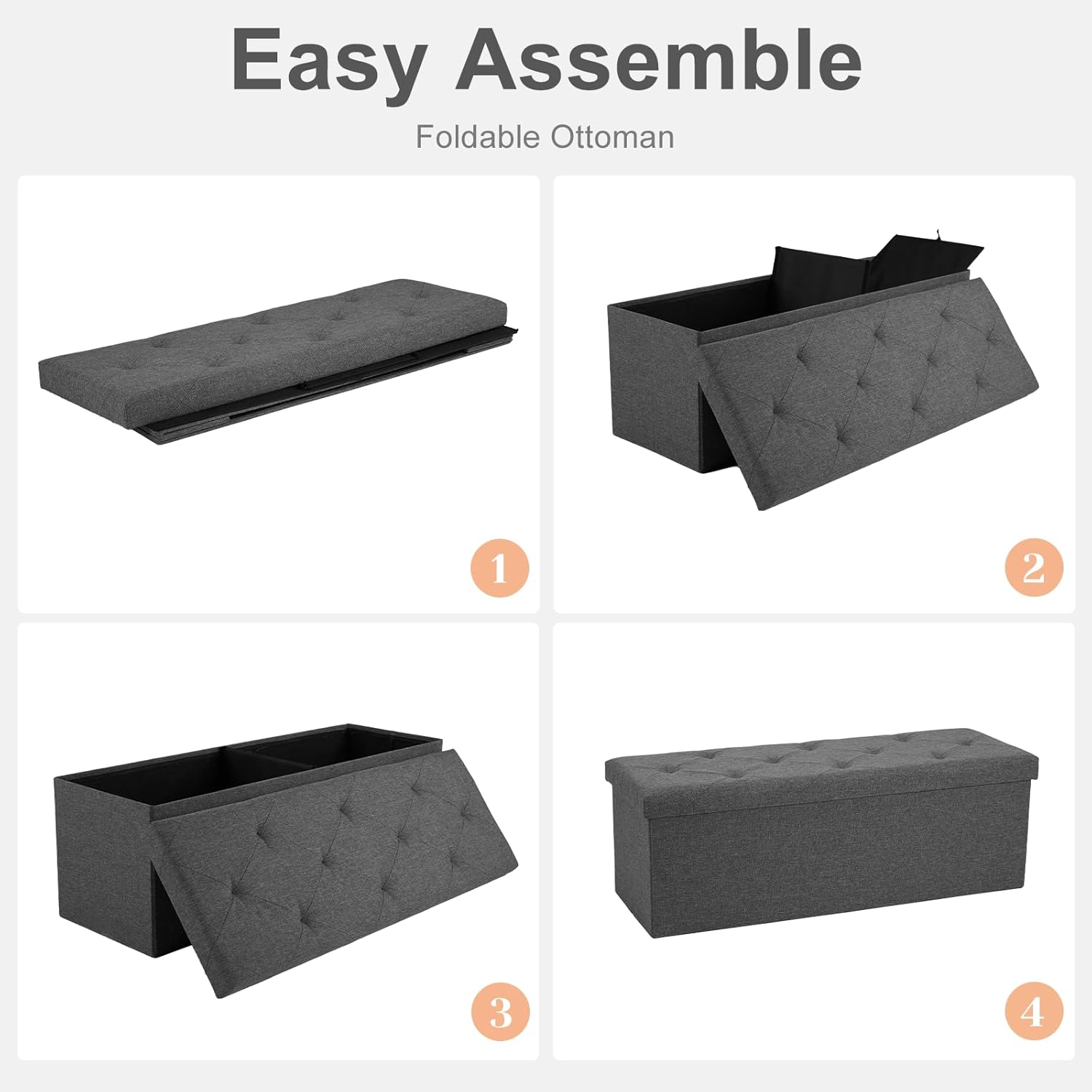 Large 43in Foldable Storage Ottoman