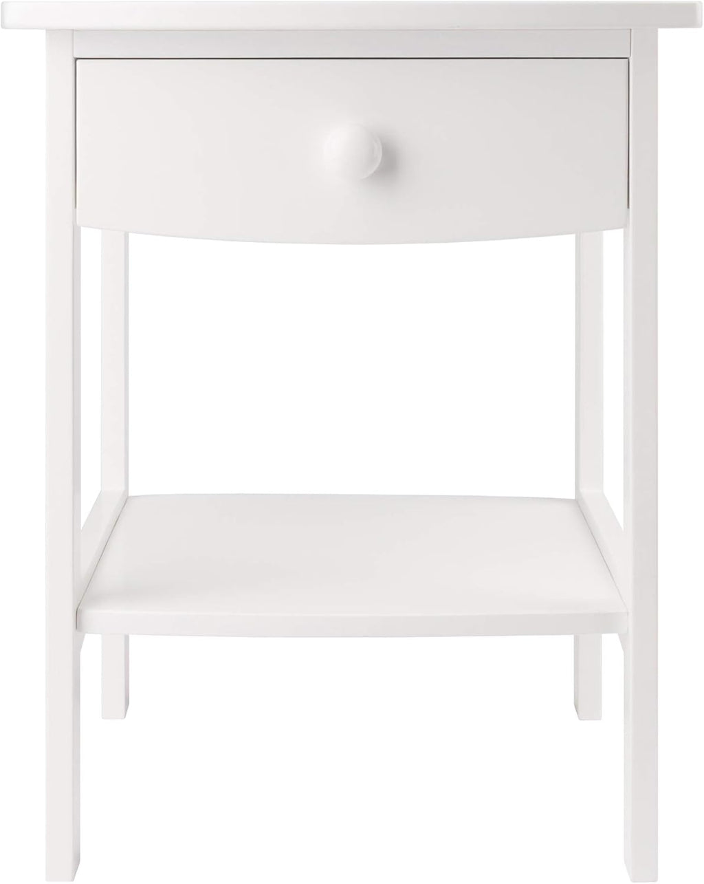 White Accent Table with Drawer and Shelf