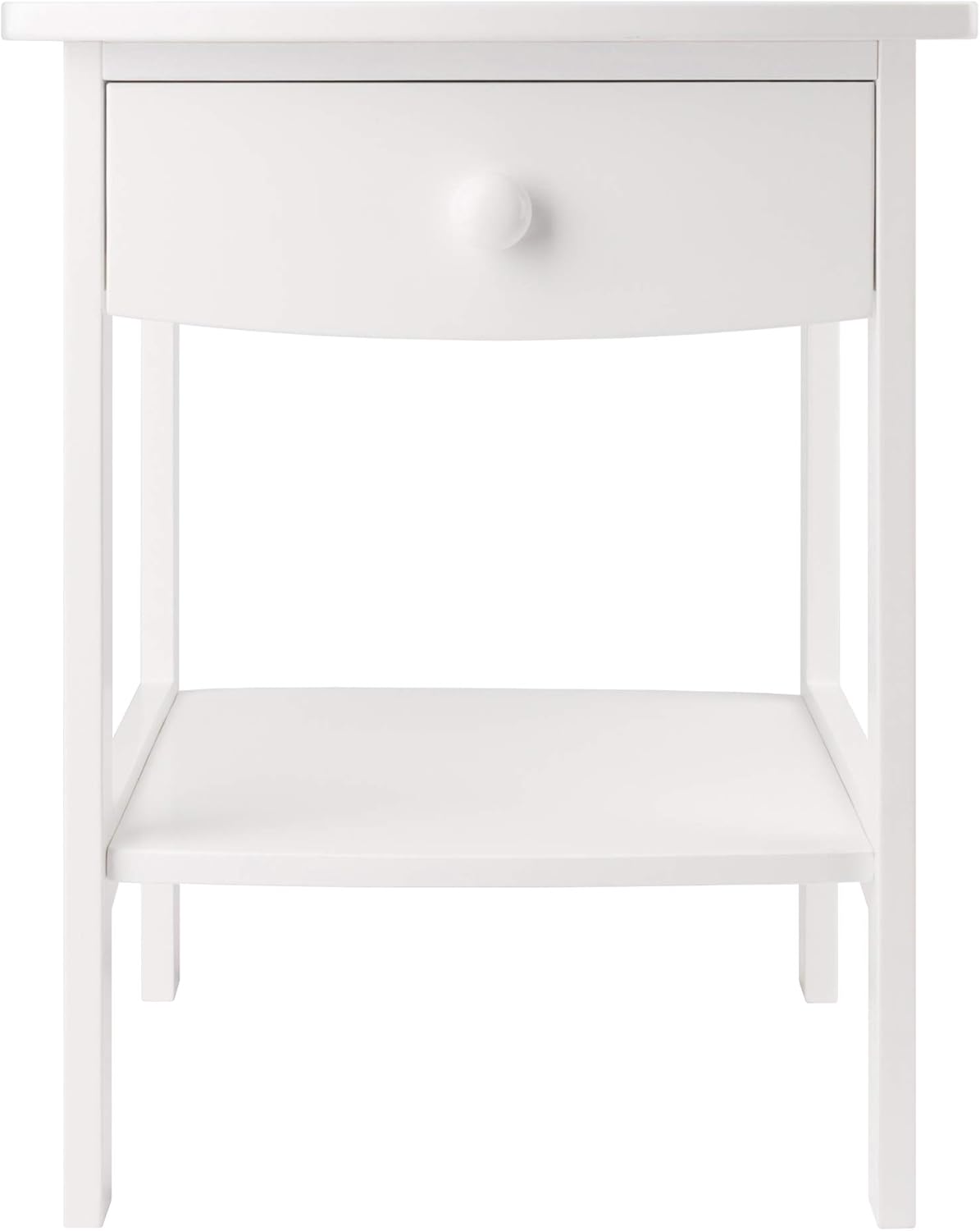 White Accent Table with Drawer and Shelf