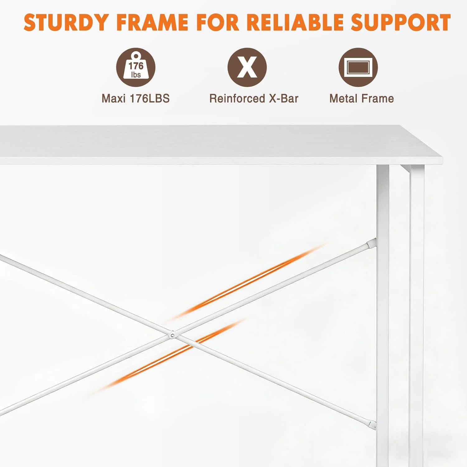 Sweetcrispy Computer Desk, Small Office 32 Inch Writing Work Study Student Teacher Home Bedroom Table with Metal Frame Wood Tabletop - White