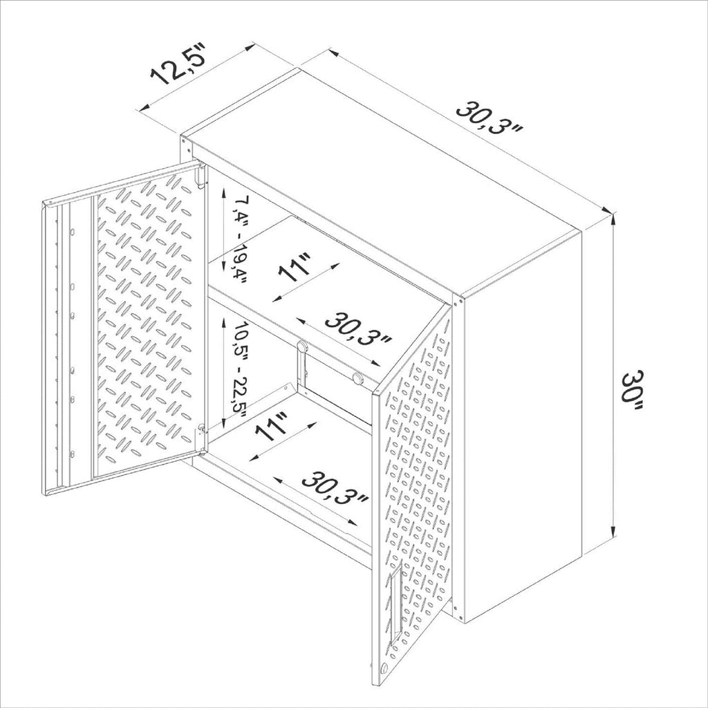 Black/Grey Floating Garage Storage Cabinet