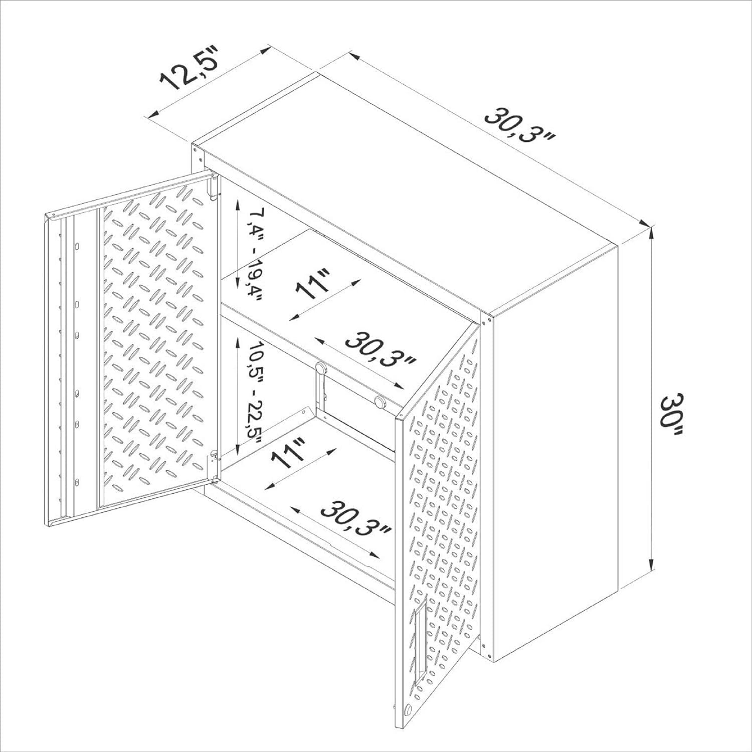 Black/Grey Floating Garage Storage Cabinet