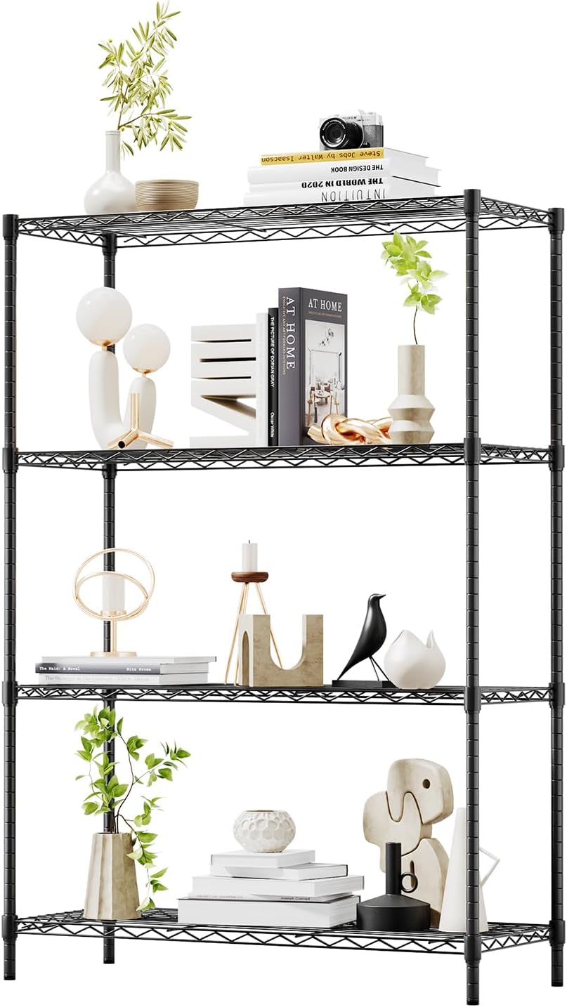 4-Tier Wire Storage Shelves 36x14x54 Black