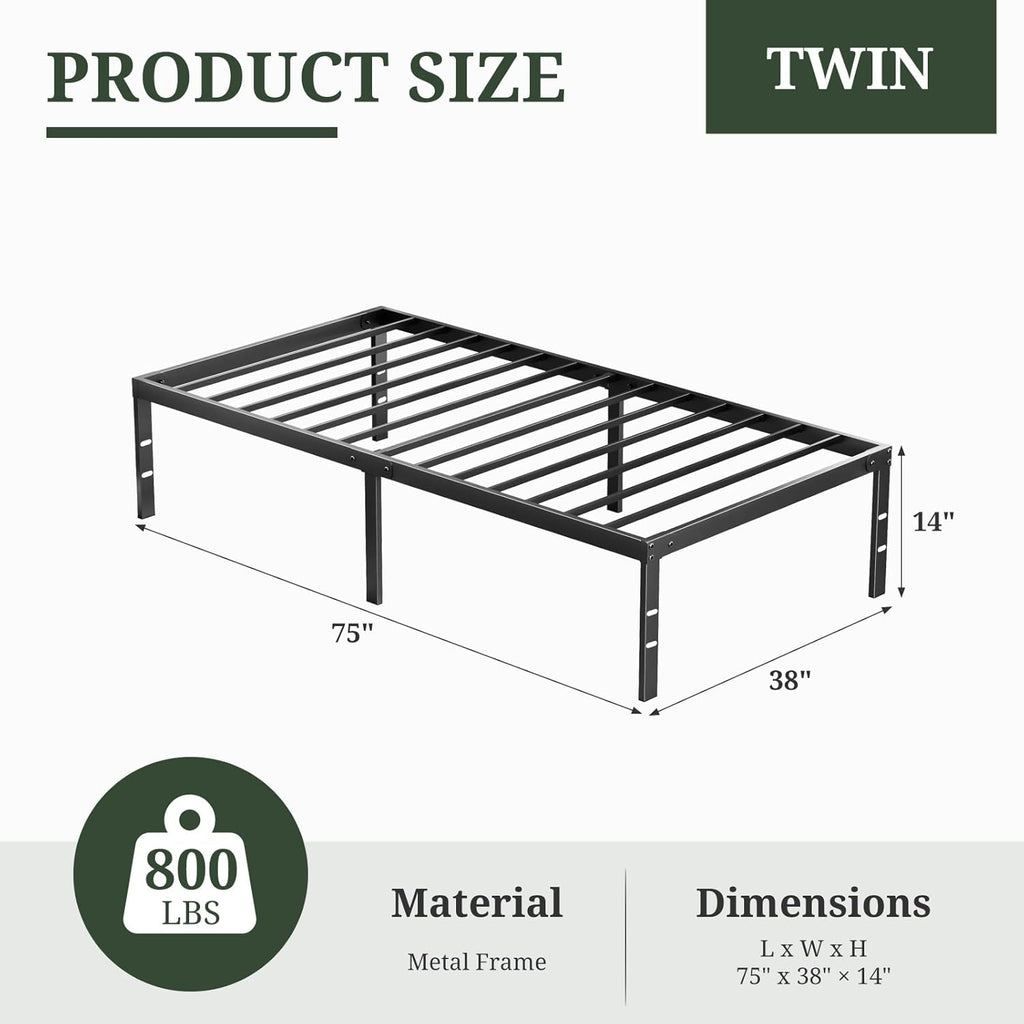 Twin Metal Bed Frame with Storage
