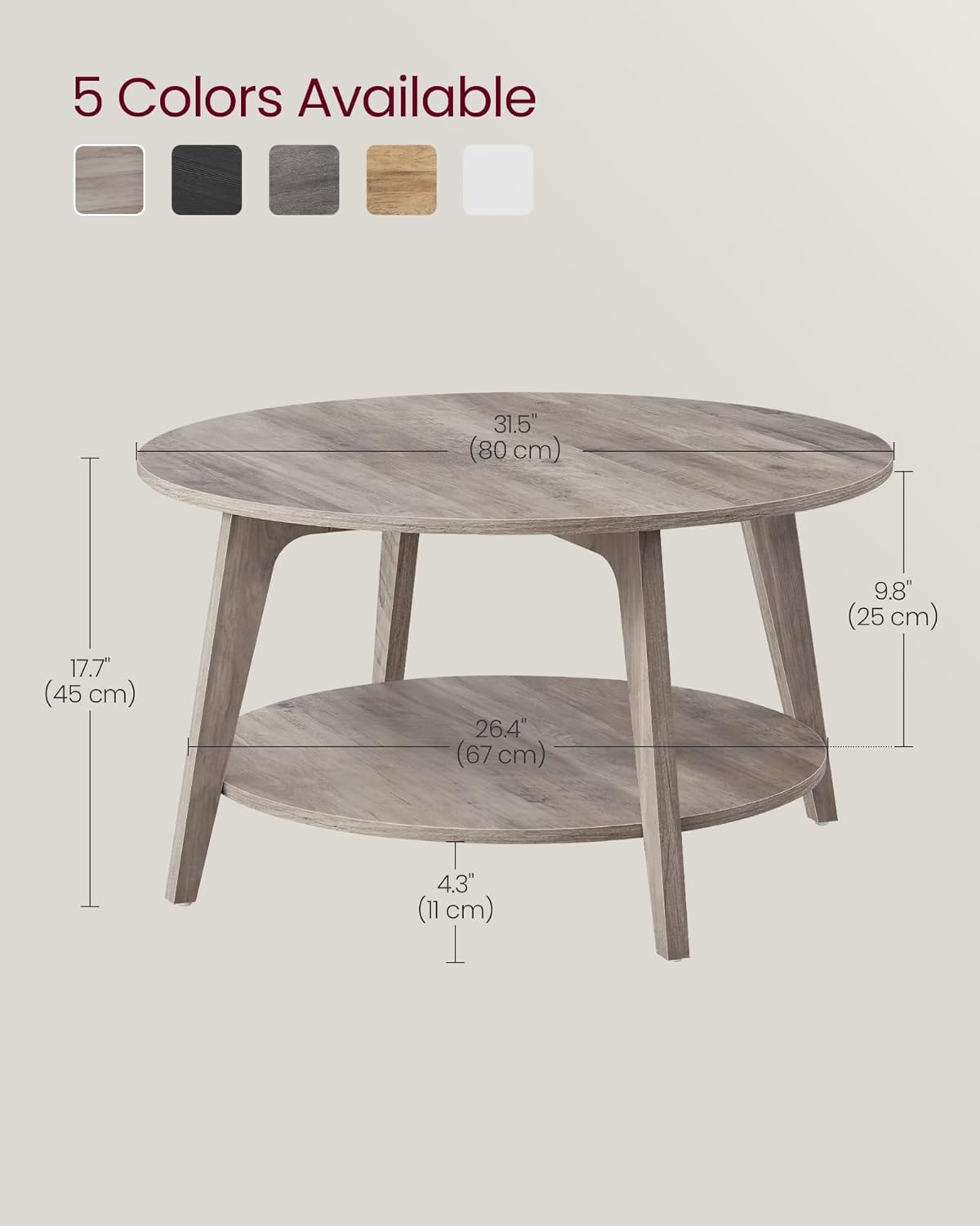 Round Coffee Table 31.5" Dia x 17.7" H