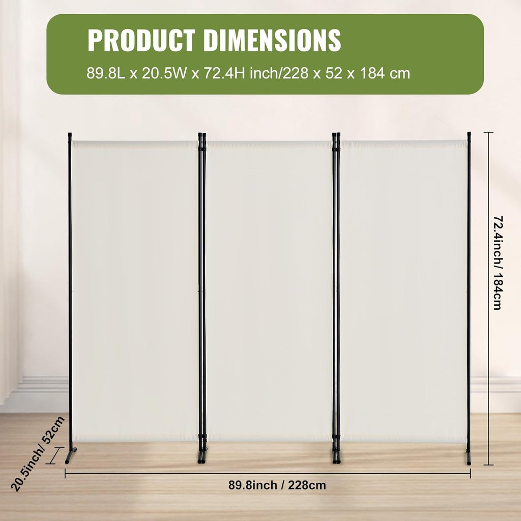 3 Panel Room Divider - White