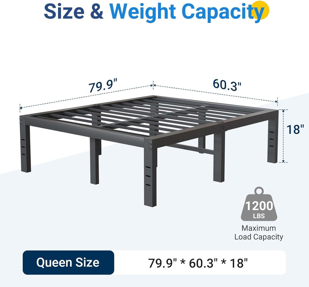 Queen Metal Platform Bed Frame 18"